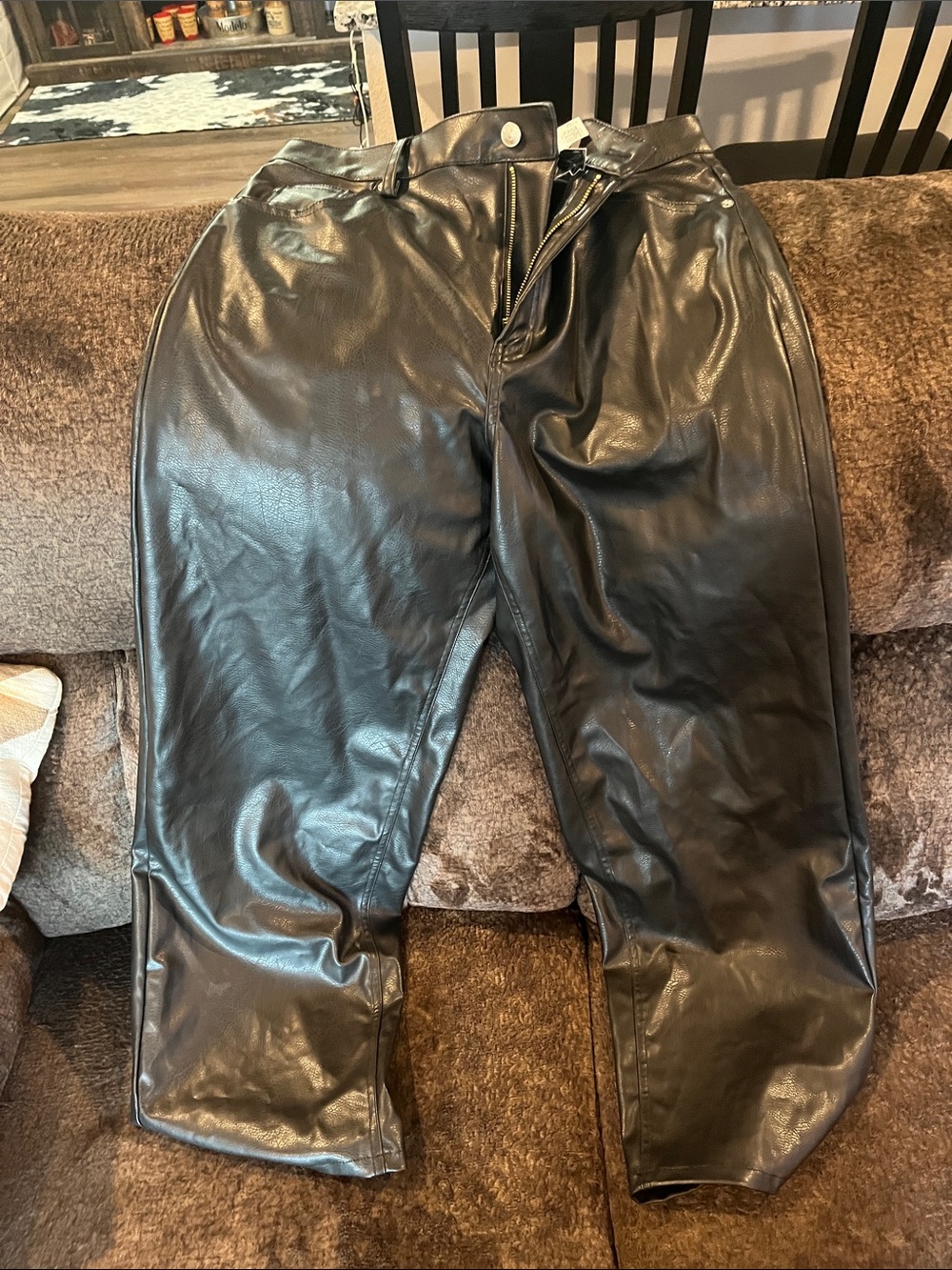 Divided Black Faux Leather Straight-Leg Pants